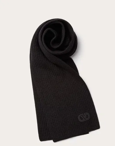 Valentino Garavani Vlogo Signature Wool Scarf In Black