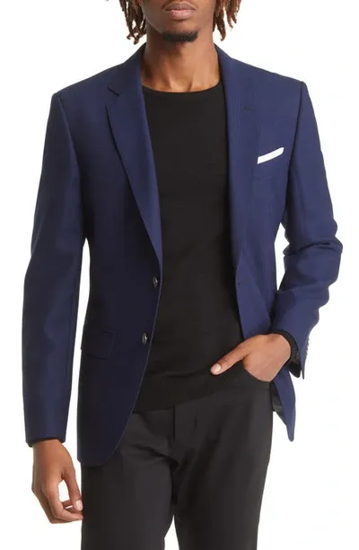 Hugo Boss Hutson Slim-fit Virgin Wool Sportcoat In Navy