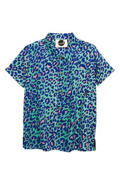 Boardies Kids' Leopard Print Button-up Shirt In Multi