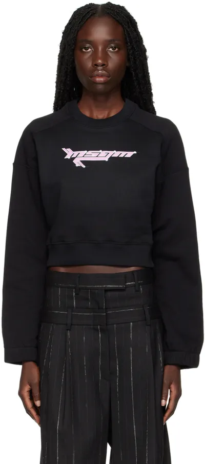 Msgm Black Graphic Sweatshirt In 99 Black