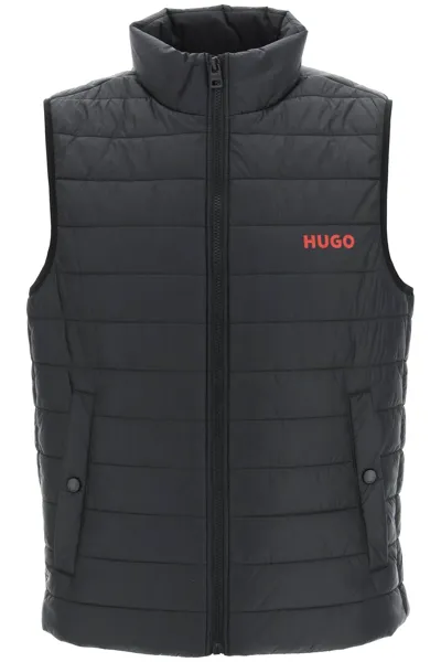 Hugo Hooded Down Vest In Black