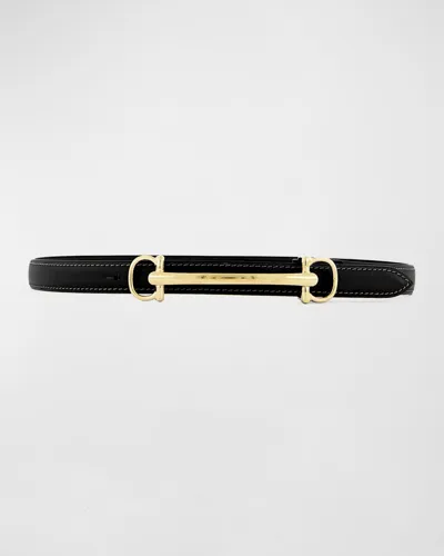 Vaincourt Paris La Brillante Leather Belt In Black