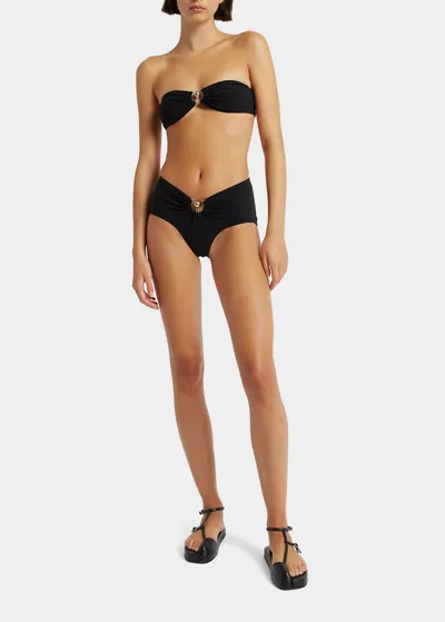 Christopher Esber Ruched Prong Bandeau Bikini Top In Black