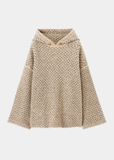 Loro Piana Women's Monte Hooded Cashmere Poncho In Kasha Pearl Grey