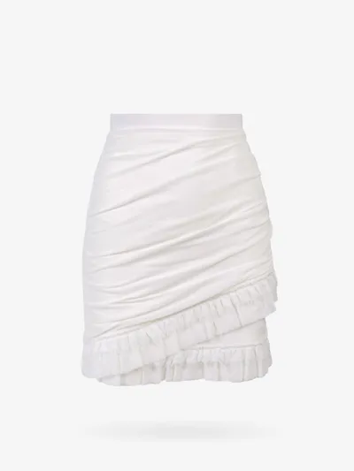 Balmain Ruched Crepe Mini Skirt In White