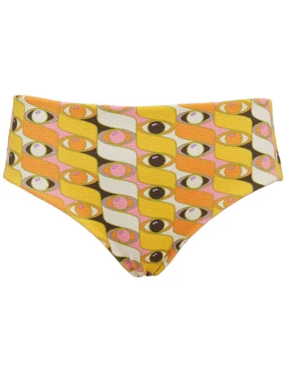 La Doublej Boy Graphic-print Bikini Briefs In Yellow