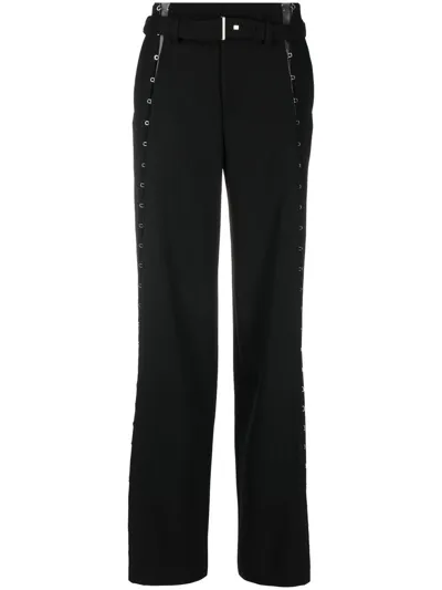 Dion Lee Hook-detailed Wide Leg Trousers In Black