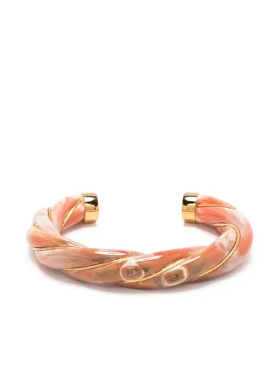 Aurelie Bidermann Diana Twisted Bracelet In Gold Tie Dye Terracotta & Ivory