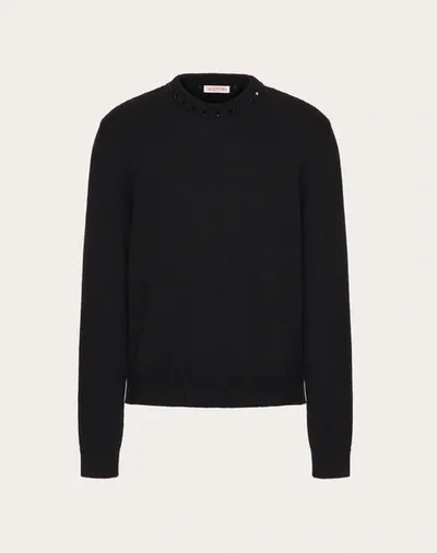 Valentino Cashmere Crewneck Jumper With Black Untitled Studs