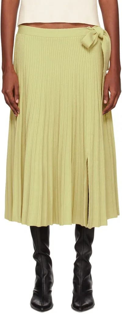 3.1 Phillip Lim Wrap-effect Pleated Wool-blend Midi Skirt In Lemongrass