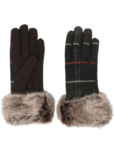 Barbour Ridley Check-pattern Gloves In Green