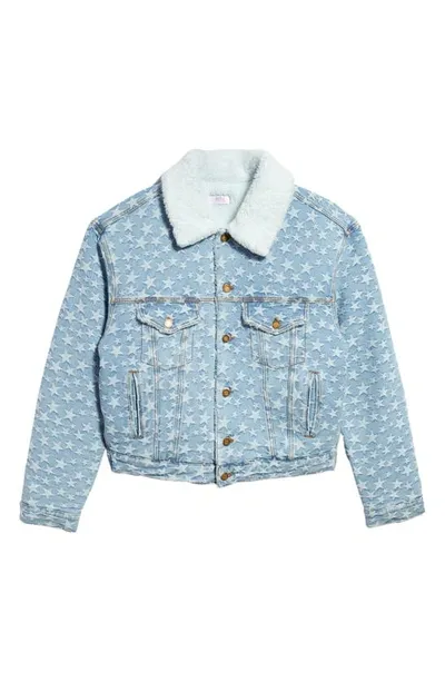 Erl Star-jacquard Denim Jacket In Blue