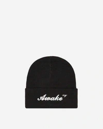 Awake Ny Script Logo Beanie In Black