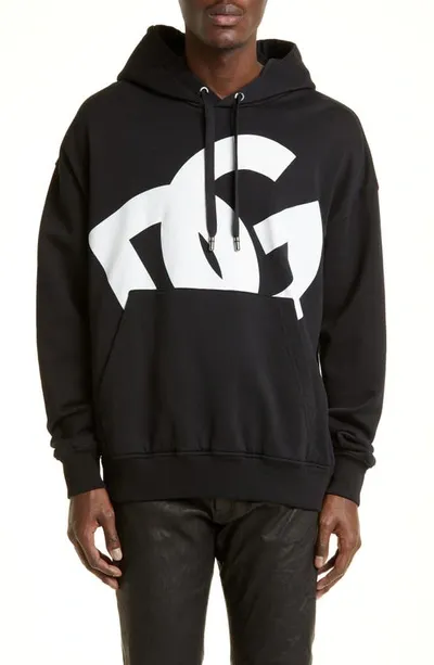 Dolce & Gabbana Oversize Dg Logo Graphic Hoodie In Nero