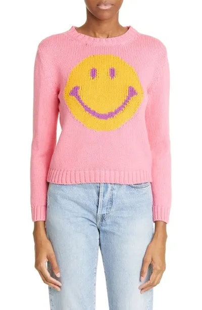 Moschino Smiley Logo Chunky Intarsia Knit Jumper In Pink