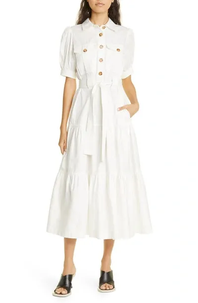 Derek Lam 10 Crosby Buffy Stretch Cotton Utility Dress In White