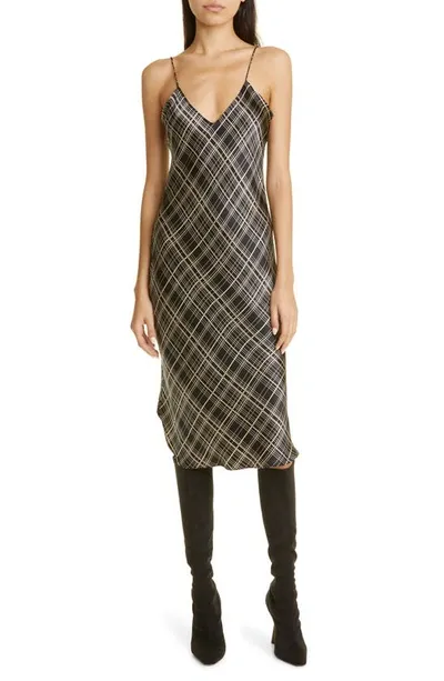 Nili Lotan Print Silk Cami Dress In Black