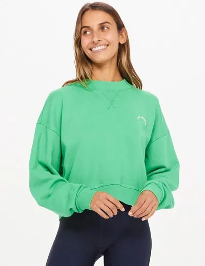 The Upside Sundance Dominque Crewneck Cropped Sweatshirt In Green