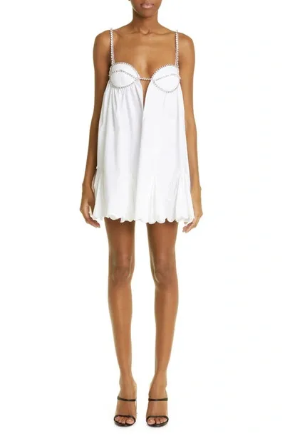 Area Poplin Scallop Mini Dress In White