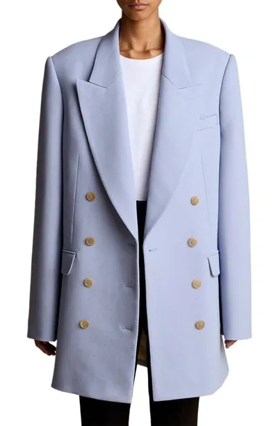 Khaite Light Blue Wool And Viscose Double-breasted Blazer