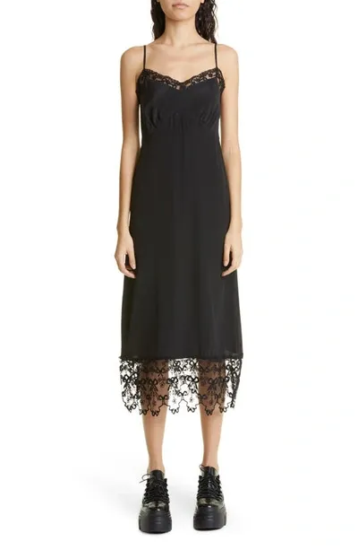 Simone Rocha Lace Trim Slipdress In Black