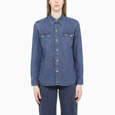 Re/done Buttoned Denim Shirt In Blue