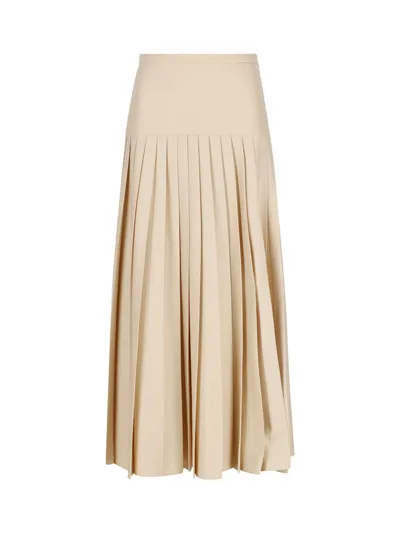 Gucci Pleated Wool Flannel Skirt In Cream