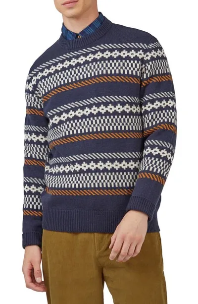 Ben Sherman Fairisle Crew Neck Sweater In Marine