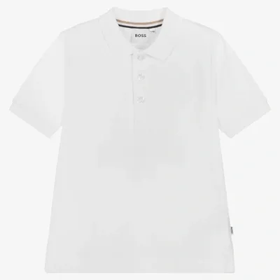 Hugo Boss Babies' Boss Boys White Piqué Polo Shirt