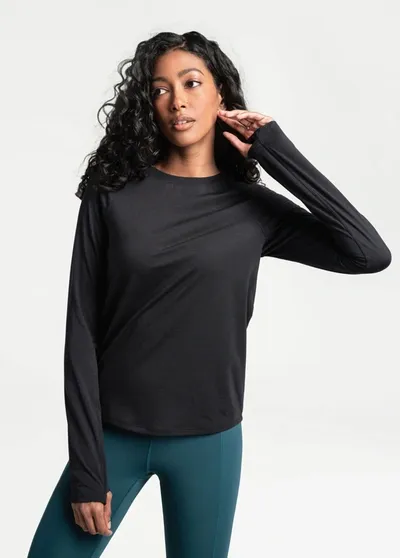 Lole Performance Wool Long Sleeve In Black Beauty