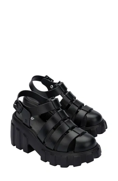 Melissa Megan Platform Fisherman Sandal In Black