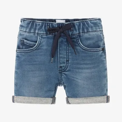 Hugo Boss Baby Boys Blue Jersey Denim Logo Shorts