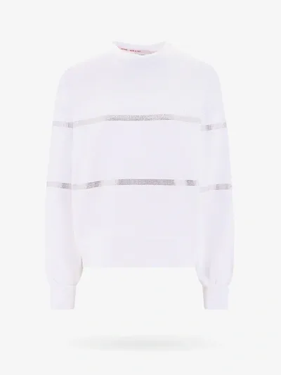 Gcds Horizontal-stripe Long-sleeve Sweatshirt In White