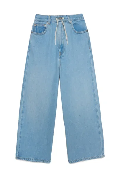 Mm6 Maison Margiela Kids' Mm6p42u Trousers Maison Margiela Light Blue Treated Jeans With Drawstring