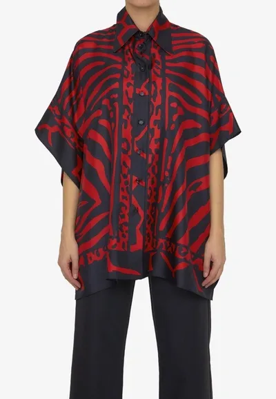 Dolce & Gabbana Animal Print Draped Blouse In Red