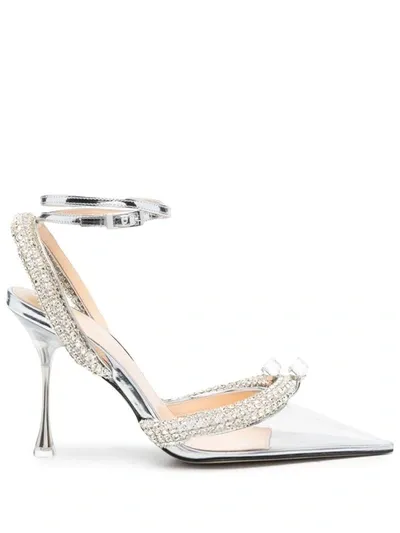 Mach & Mach Crystal-embellished Pvc Slingback Pumps In White