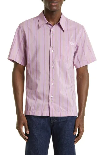 Wales Bonner Stripe Rhythm Striped Cotton-blend Shirt In Pink