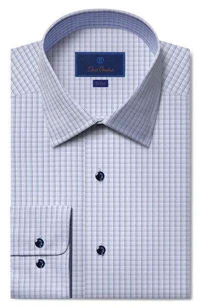 David Donahue Trim Fit Dobby Check Cotton Dress Shirt In Blue