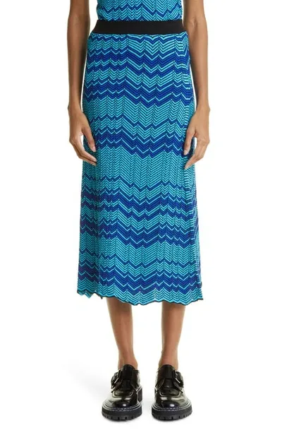 Wales Bonner Palm Motif Knit Midi Skirt In Green