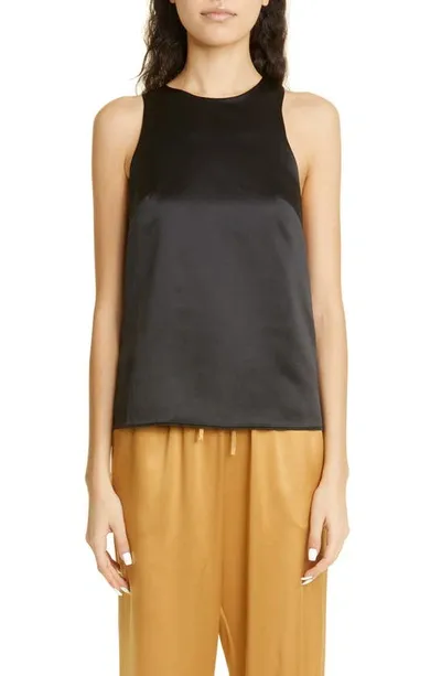 Loulou Studio Estor Silk Satin Tank Top In Black