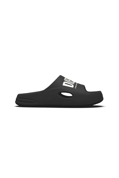 Diesel Black Chunky Slide Slippers With Logo