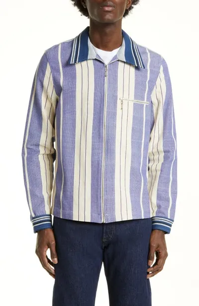 Wales Bonner Atlantic Striped Zipped Jacket In Blue White