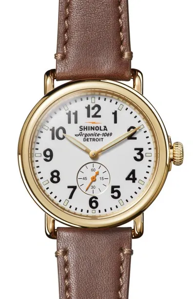 Shinola Men's Runwell 41mm Subsecond Leather Strap Watch In White