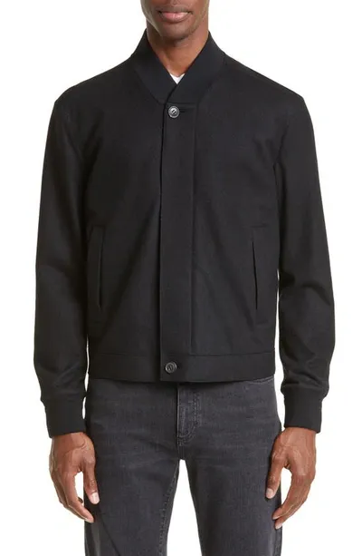 Zegna Water Repellent Elements Oasi Cashmere Bomber Jacket In Black