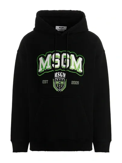 Msgm College Hoodie In Black