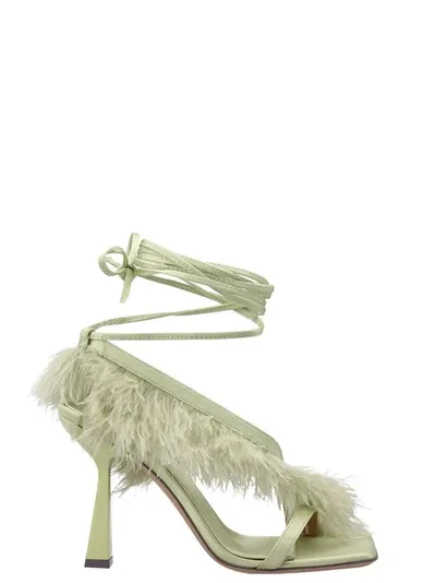 Sebastian Green Feather Wrap Heels