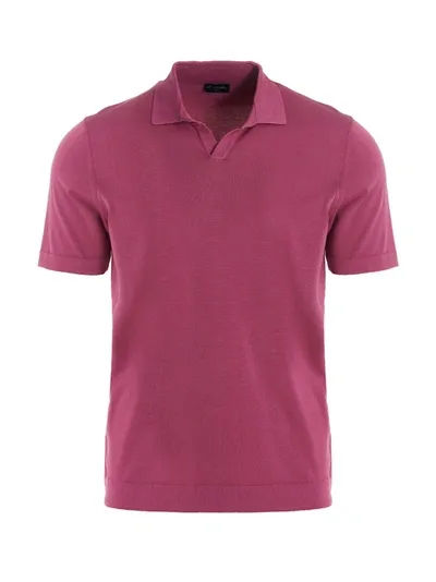 Drumohr Frost Cotton Polo Shirt In Pink