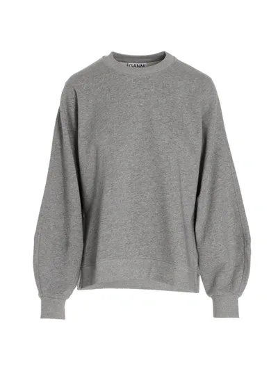 Ganni Logo Embroidery Sweatshirt In Gray