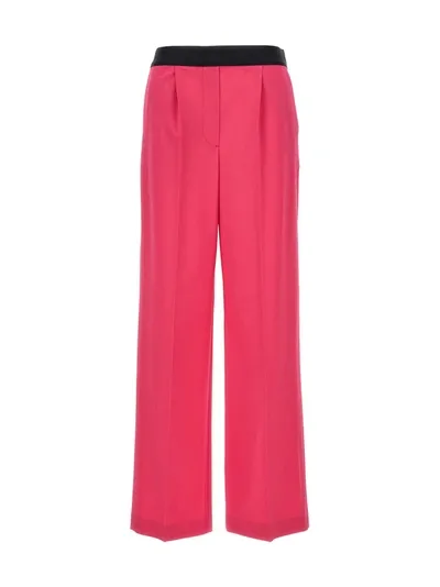 Msgm Pants With Front Pleats In Purple