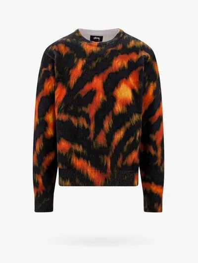 Stussy Printed Fur Sweater In Black